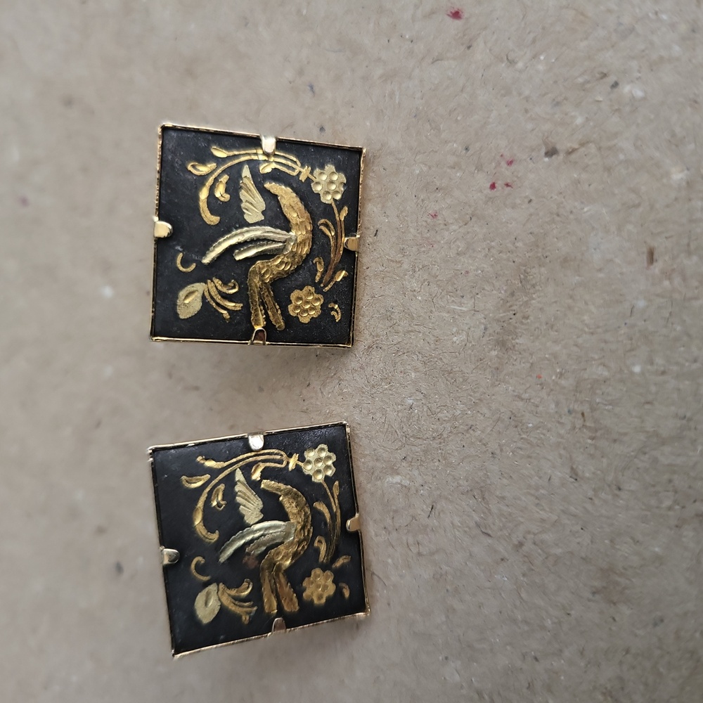 Vintage Damascene Toledo Earrings